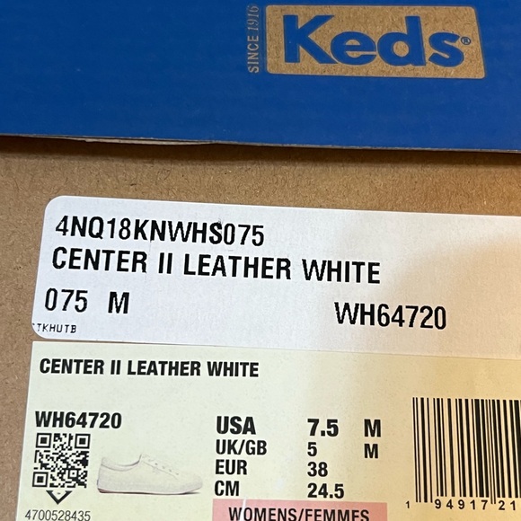 Keds, NWOT, Center II leather, white size 7.5 M - Picture 6 of 6